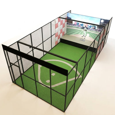 VR Softball Simulator Built for Elite Training, Full-Length Enclosure, Impact Screen, Turf Infield